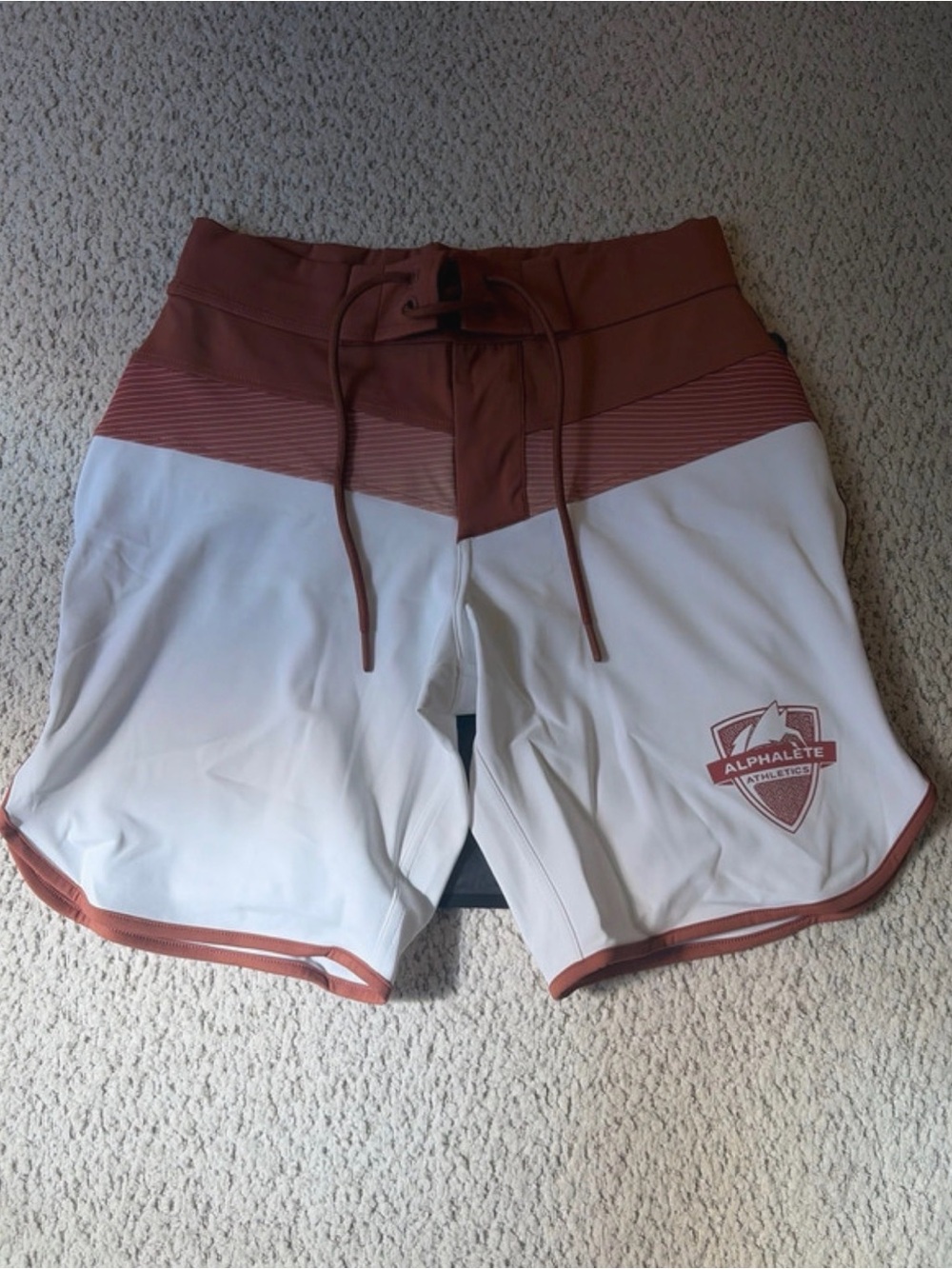 Alphalete White and Rust Athletic comp Shorts